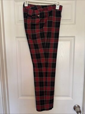 Tommy Hilfiger Black and Red Plaid Pants